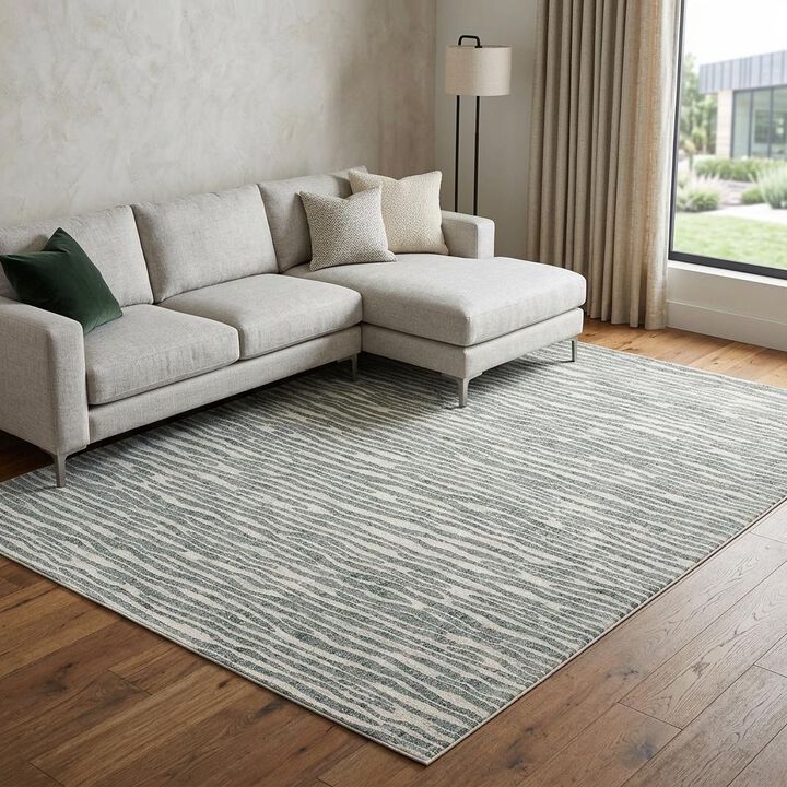 HomeRoots 8' X 10' Gray and Ivory Striped Distressed Non Skid Area Rug