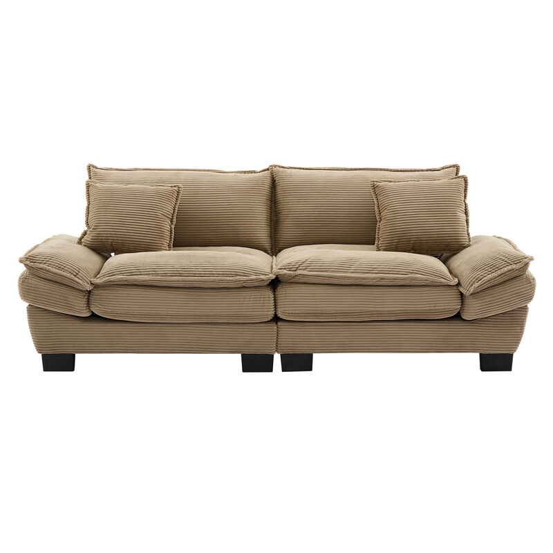 Merax Corduroy Sofa Loveseat Sofa with Pillows
