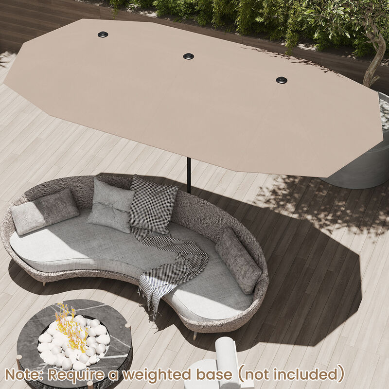 Patio Umbrella Outdoor Double-Sided Table Market Umbrella with Crank Handle