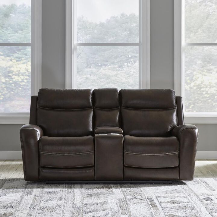 Liberty Furniture Power Dual Reclining Loveseat w/ Console, Power Headrest and Zero Gravity