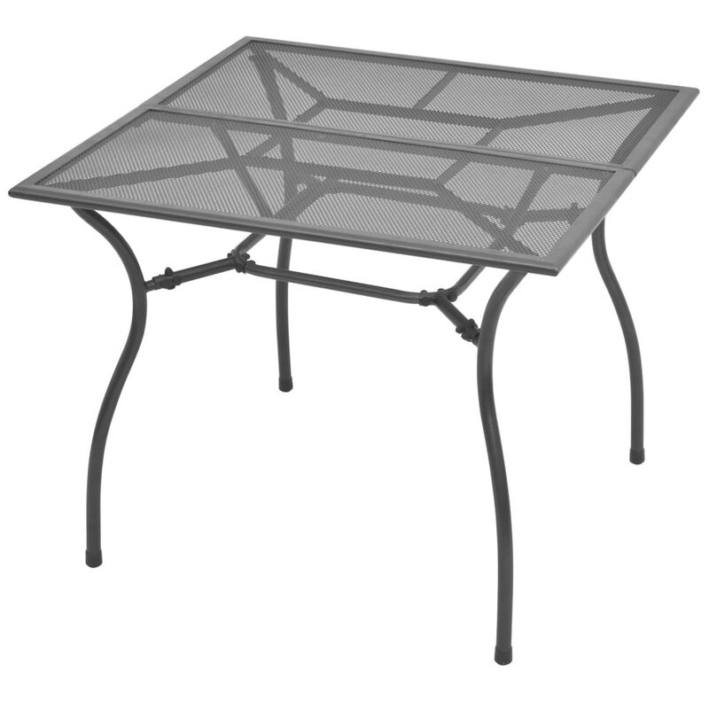 3pc Outdoor Breakfast Table Set with 2 Chairs, Square, Gray Steel - Benzara