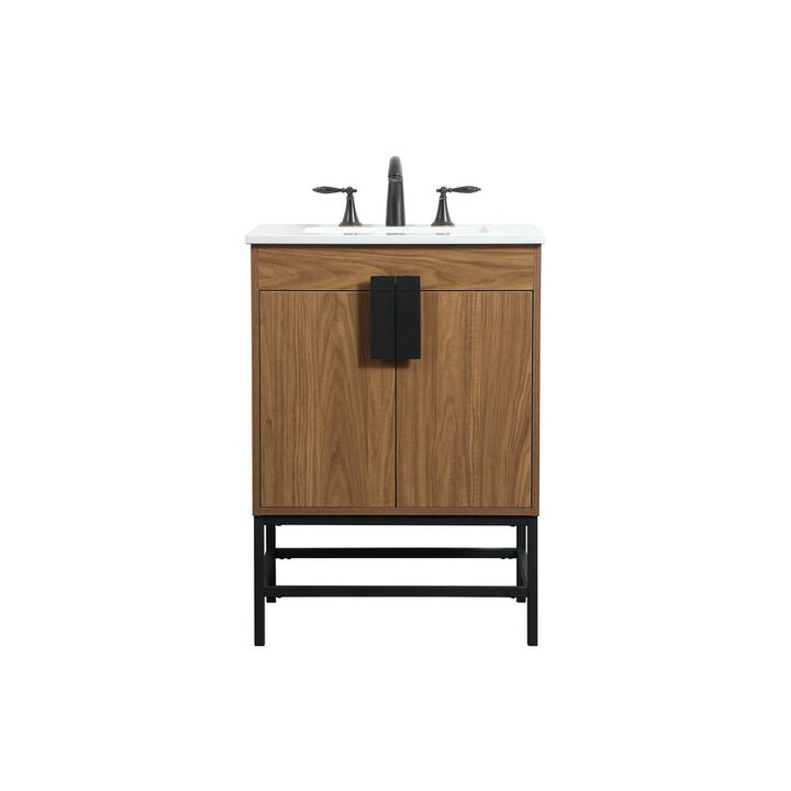 Elegant Kitchen and Bath 24 inch Single bathroom vanity in walnut brown