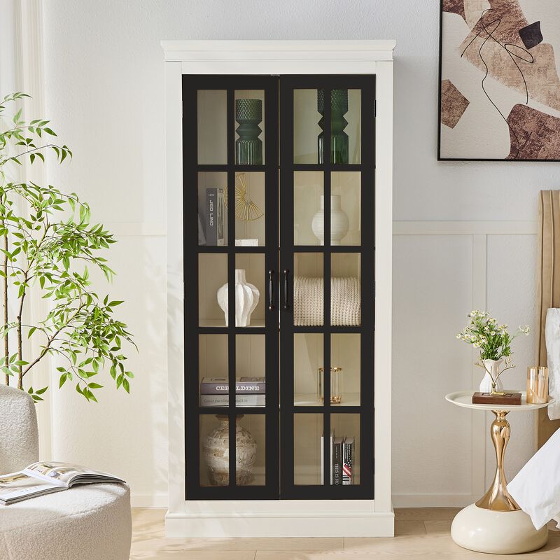 Hugzi Grid Glass Tall Curio Cabinet image number 1