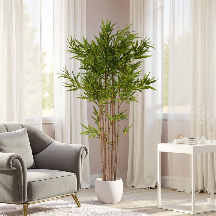 Christopher Knight Home Gael 70"H Modern Indoor Artificial Bamboo with Black Plastic Pot