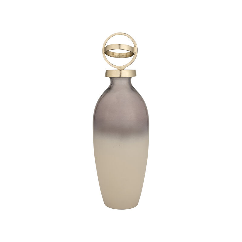 Glass,16",bottle W/sphere Lid,white/gold image number 0