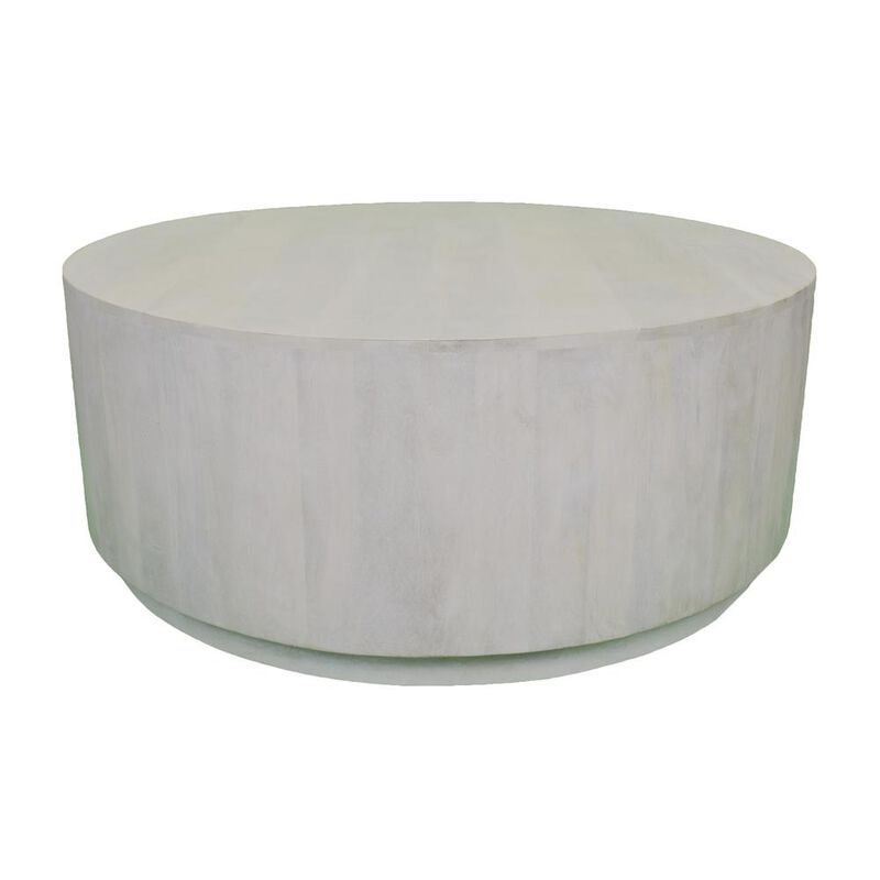 Carolina Living Tamia 42 Round Wooden Coffee Table - Distressed White