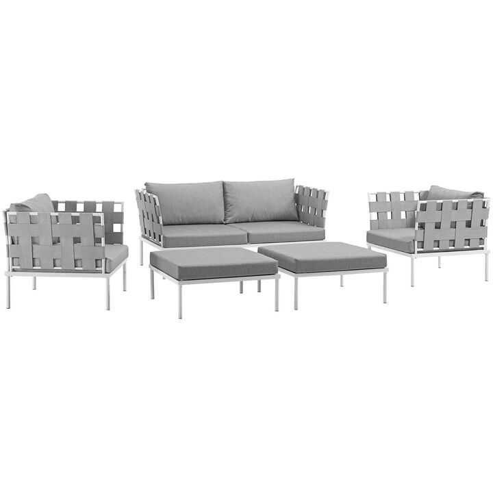 Harmony Outdoor Patio Sectional Sofa Furniture Set - All-Weather Waterproof, Modern Design, Machine Washable Cushions, Tempered Glass Top Tables.