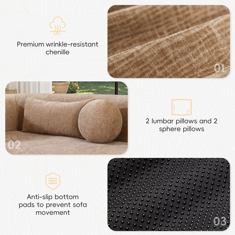 Merax Modular Sectional Sofa with Tool-Free Vacuum Compression, Chenille Fabric image number 7