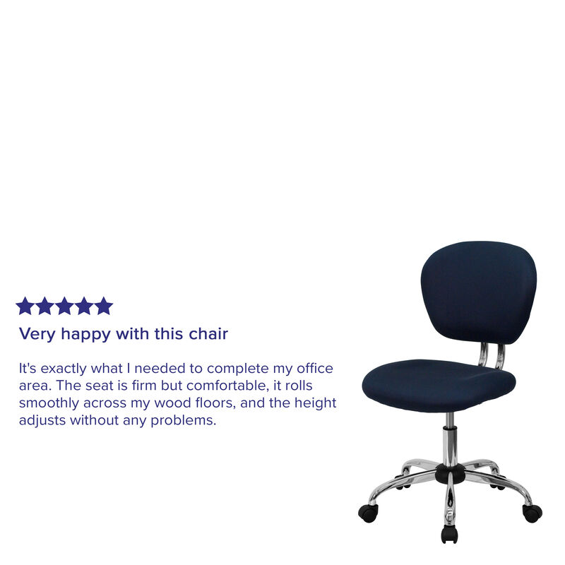 Beverly Mid-Back Navy Mesh Padded Swivel Task Office Chair with Chrome Base image number 4