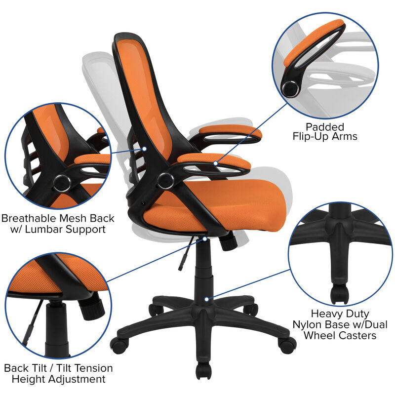 Porter High Back   Mesh Ergonomic Swivel Office Chair with Frame and Flip-up Arms image number 3