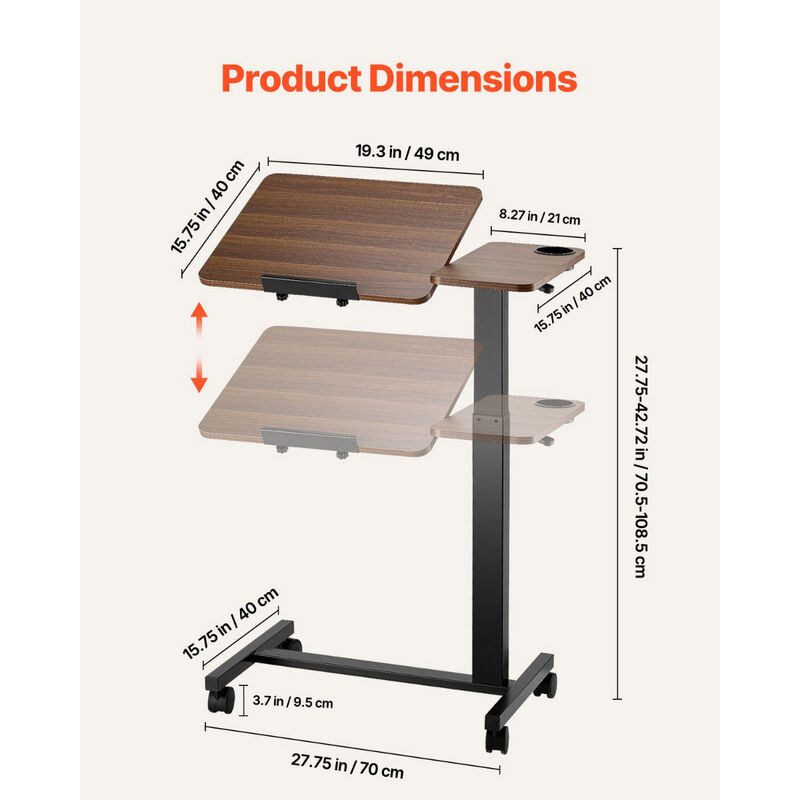 Height & Angle Adjustable Laptop Table &ndash; Flip Desktop Rolling Desk for Home or Office image number 2