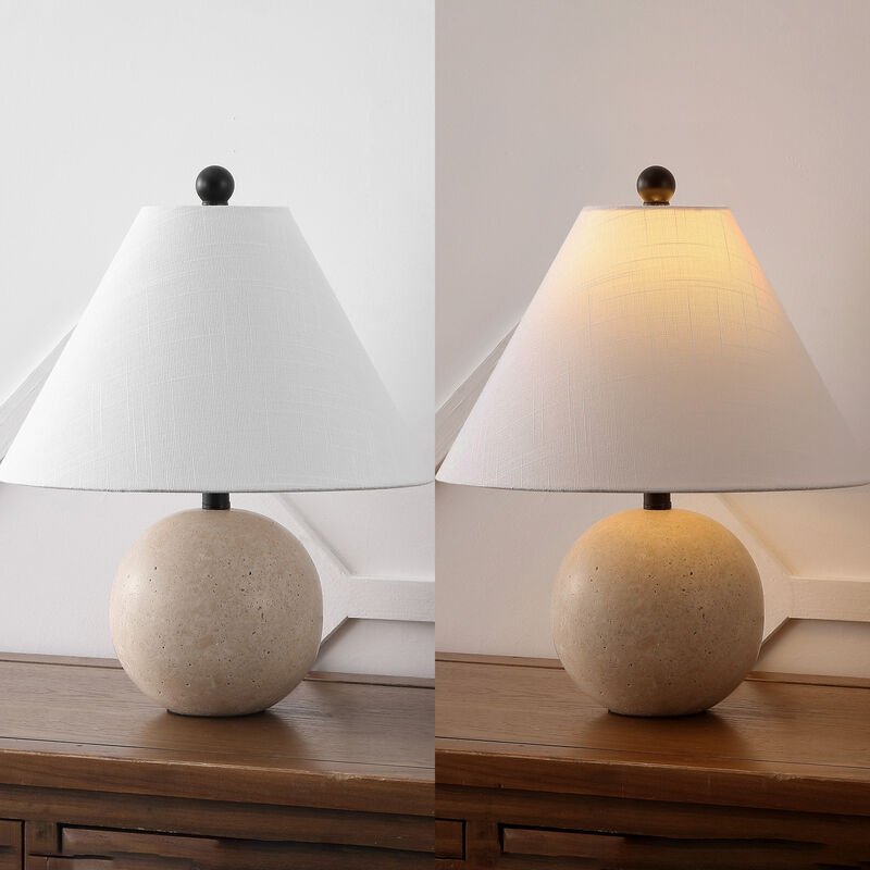 Liza 16" Modern Minimalist Travertine Globe LED Table Lamp