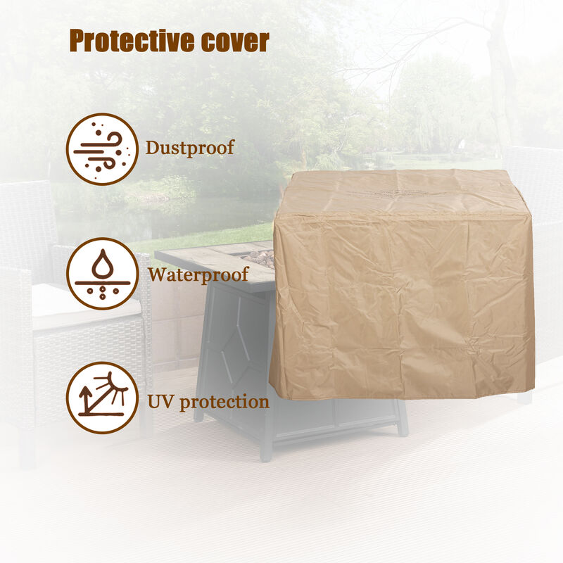 28-inch Square 40,000 BTU Auto-Ignition Propane Gas Firepit with Waterproof Cover