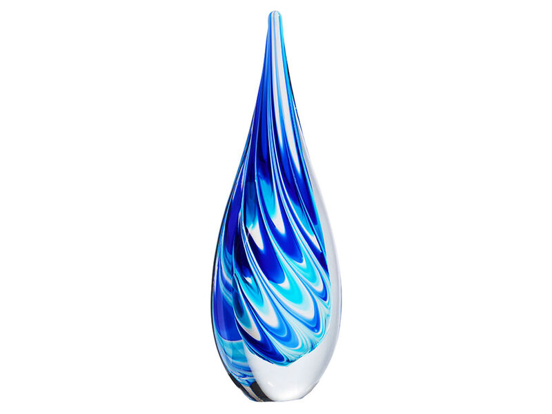 Hand Blown Swirl Wave Tear Drop Sommerso Art Glass Sculpture