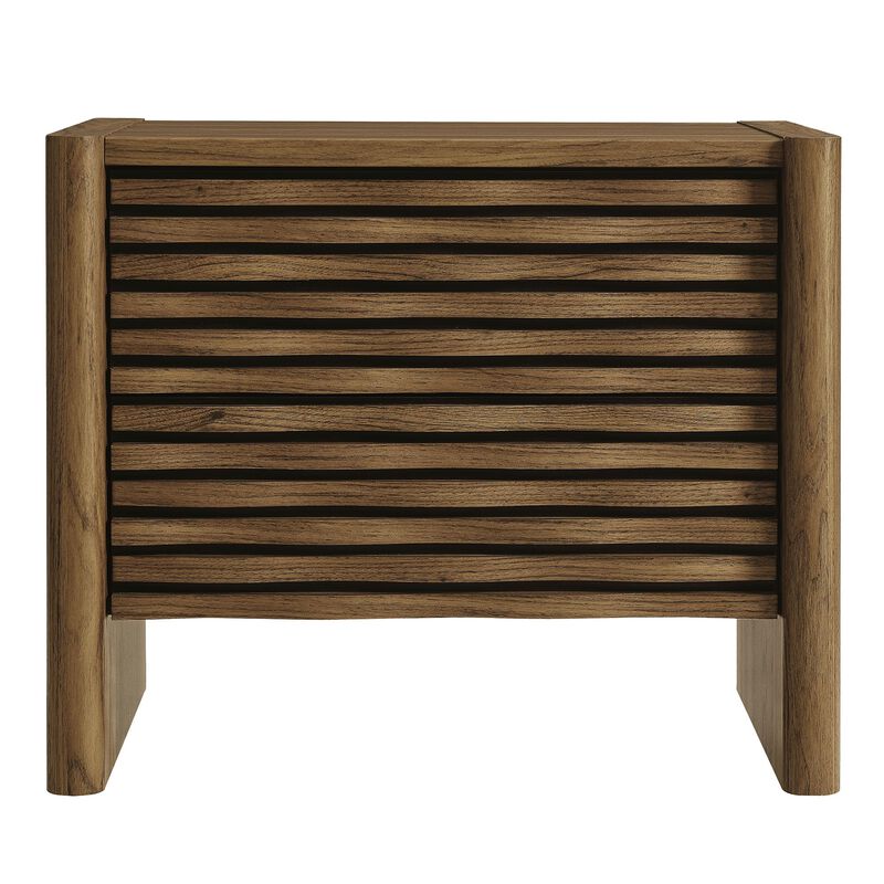 Modway Emric Wave Nightstand in Walnut - Modern Bed Side Table with Wave-Pattern Slatted Drawers for Bedroom or Living Room image number 7