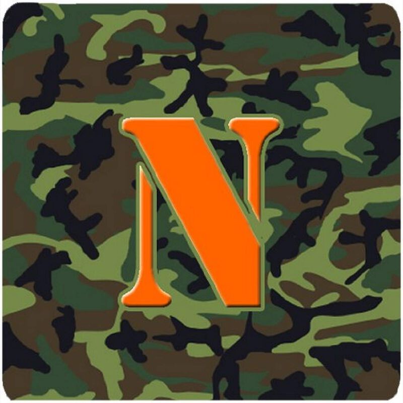 Caroline's Treasures CJ1030-NFC Monogram-Camo Green Foam Coasters (Set of 4), Initial Letter N, 3.5 H x 3.5 W, Multicolor