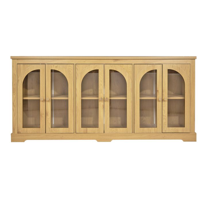 Fulbes  Farmhouse Arched Glass Door Sideboard Cabinet