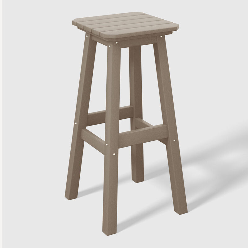 WestinTrends 29" HDPE Outdoor Patio Square Backless Bar Stool