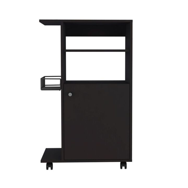 Clip Kitchen Cart, Single Door Cabinet, Four Casters -Black