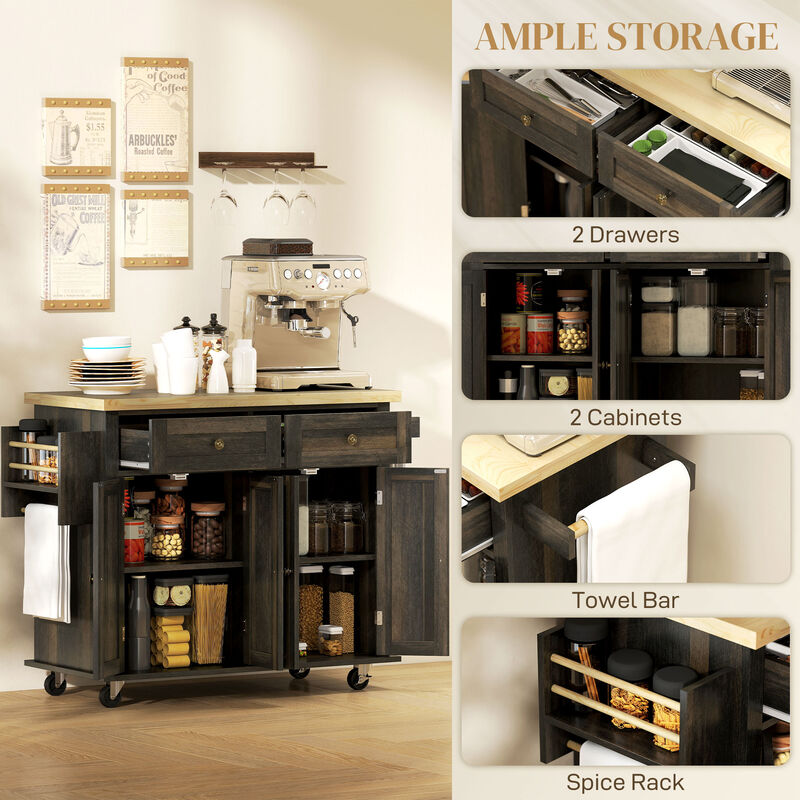Wooden Kitchen Island &ndash; Freestanding Organizer for Pantry & Kitchen image number 4