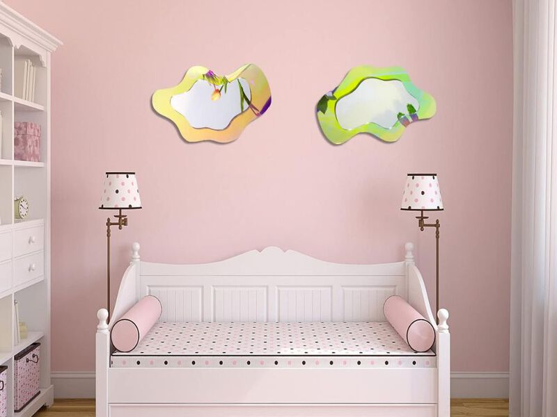 Cloud-Style Irregular Rainbow Mirror &ndash; 15.5x10.5&rdquo; Wavy Acrylic Decor