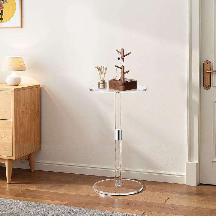 Modern Acrylic End Table Round Top Clear Side Desk Stand