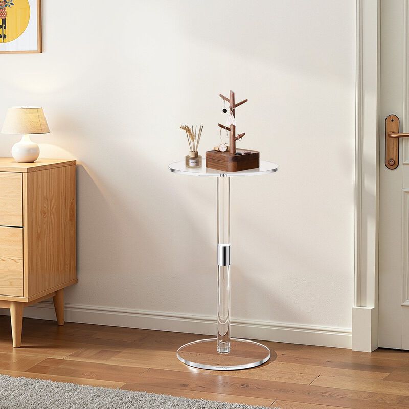 Modern Acrylic End Table Round Top Clear Side Desk Stand image number 1
