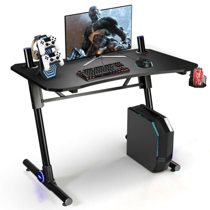 Hivvago 43.5 Inch Height Adjustable Gaming Desk with Blue LED Lights