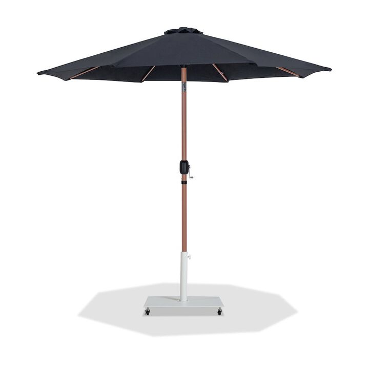 Meridian Furniture Fiji Black Fabric / Matte White Aluminum Patio Umbrella with Base Sets