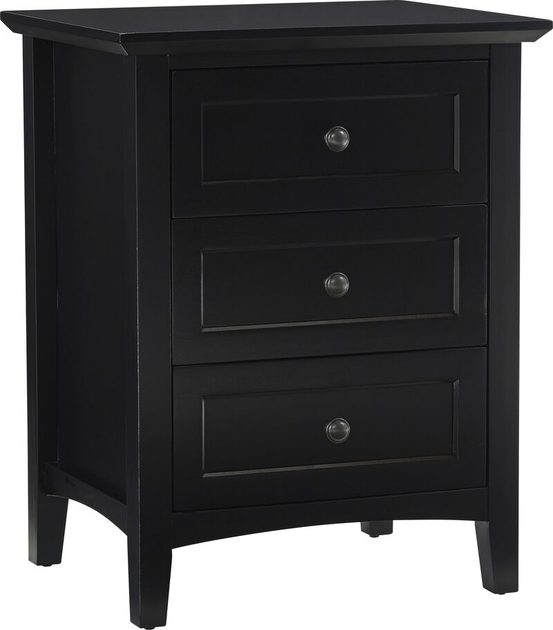 Paragon Three-Drawer Nightstand in Black