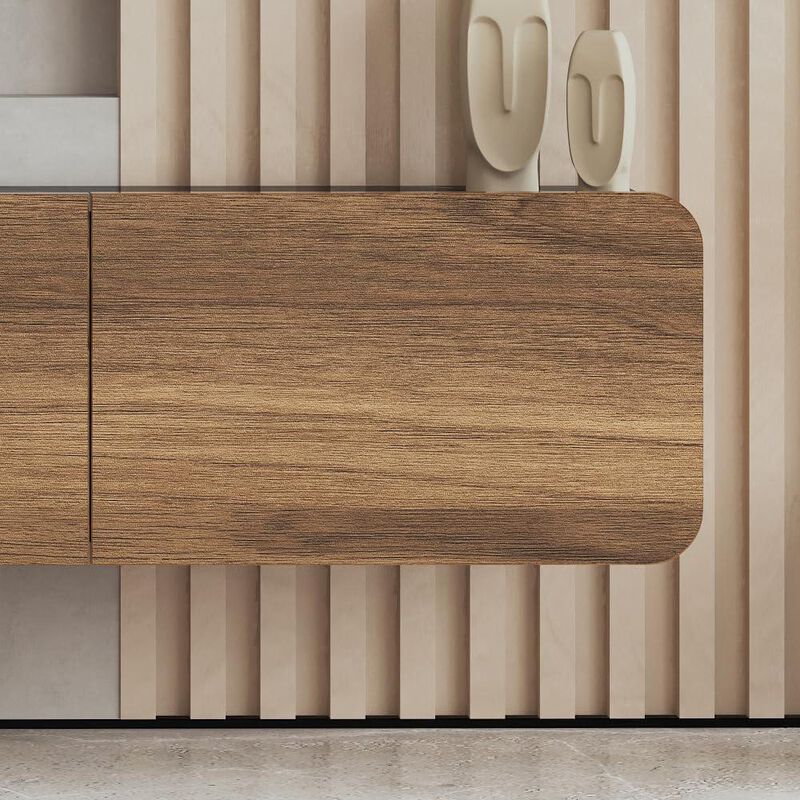 Atelier Mobili Floating TV Console for up to 80 inch TV and Under TV Cabinet (Walnut)