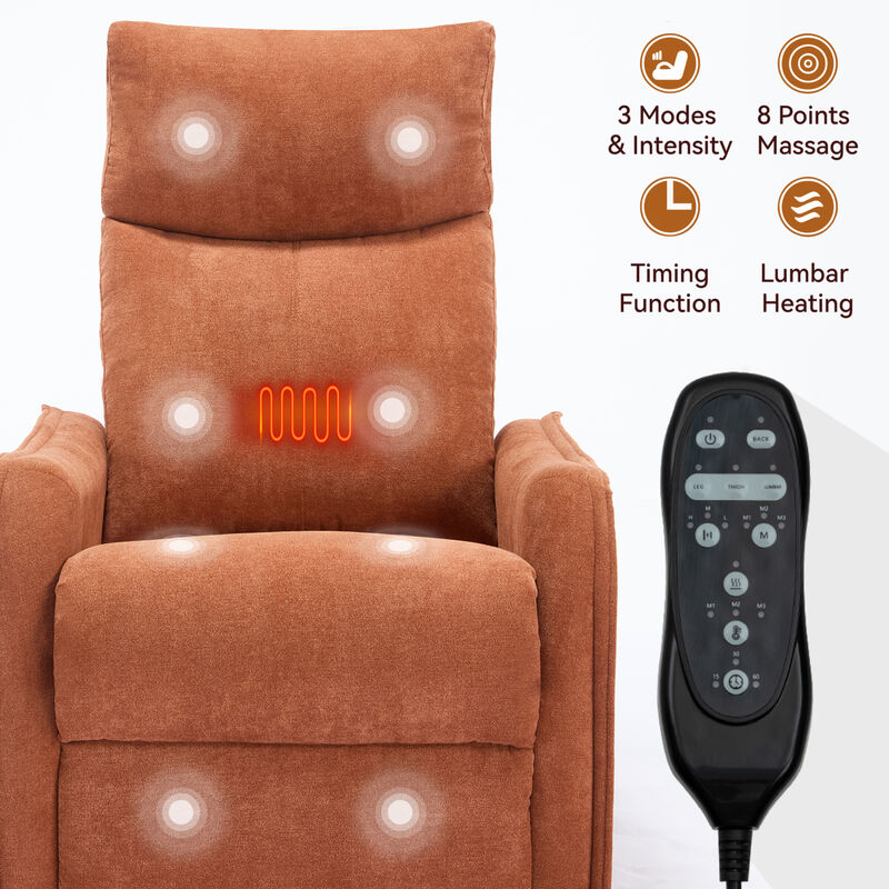 GOODSILO Heat Massage Manual Recliner Chair with Rocker and Swivel for Living Room Relaxation image number 8
