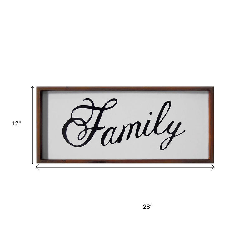 HomeRoots 12" X 28" Brown And White Family Wood Wall Decor image number 3