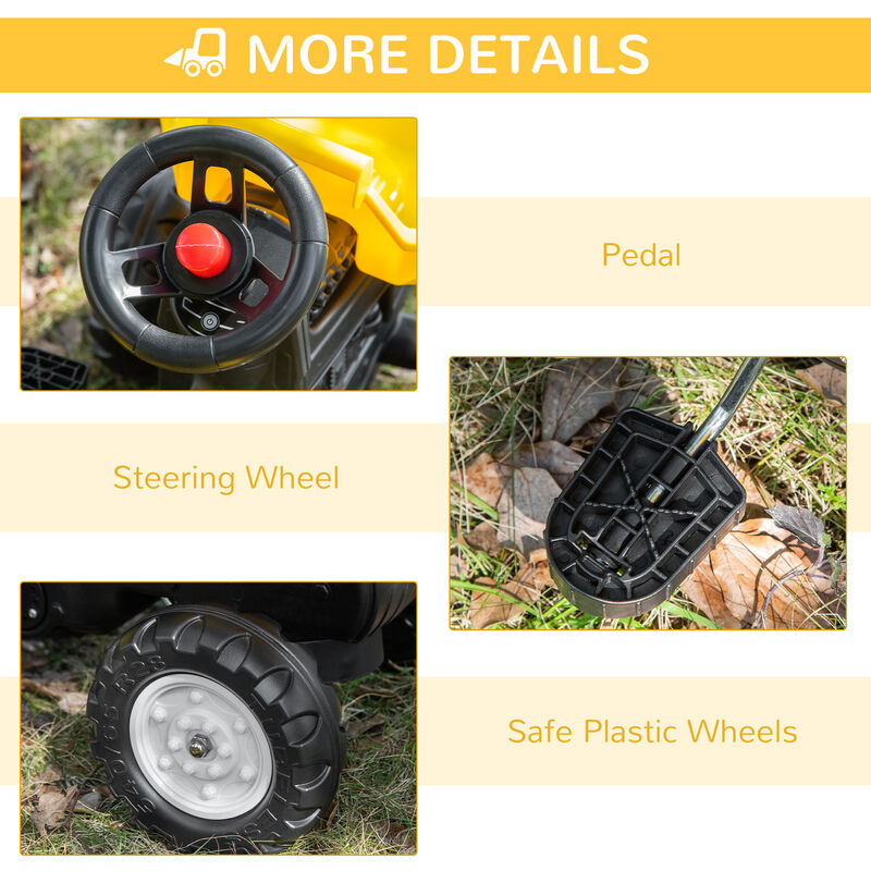 BreeBe Kids No Power Ride-On Excavator with Manual Control Bucket image number 5