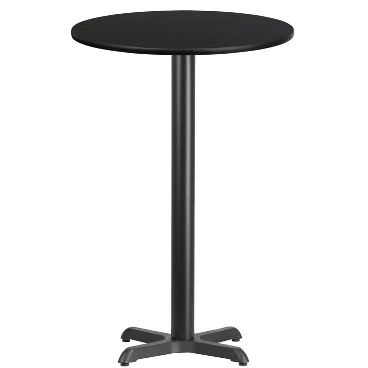 Flash Furniture Stiles 24'' Round Black Laminate Table Top with 22'' x 22'' Bar Height Table Base
