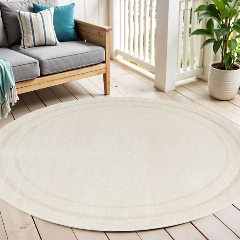 HomeRoots 6' Ivory And Gold Round Indoor Outdoor Area Rug image number 1