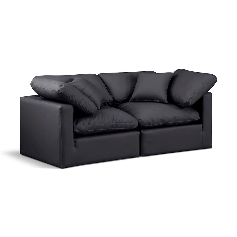 Meridian Furniture Indulge Black Vegan Leather Modular Sofa