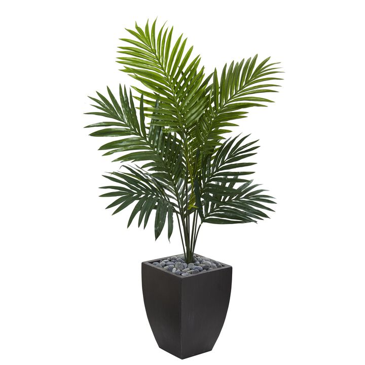 HomPlanti 4.5 Feet Kentia Palm Artificial Tree in Black Wash Planter