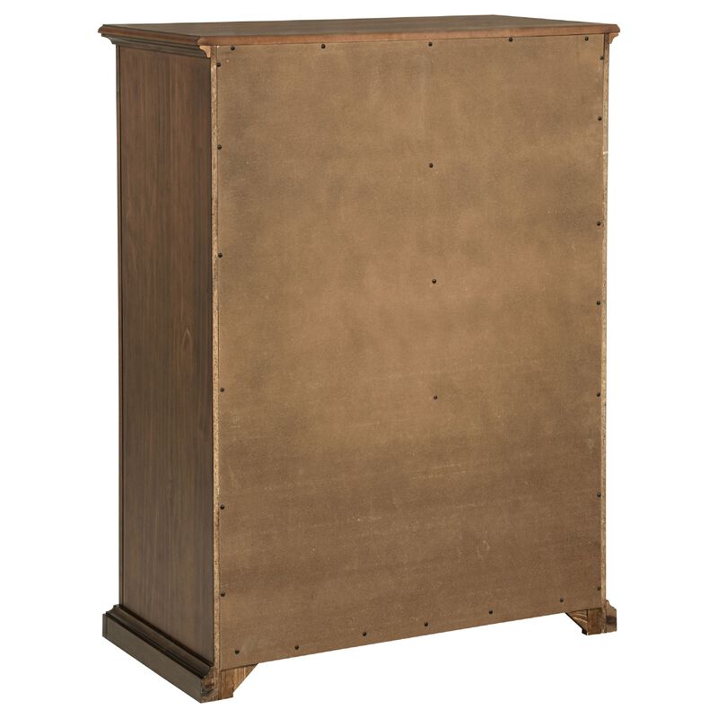 Umer Tall Dresser Chest, 6 Tinted Drawers, Plinth Base, Medium Brown Wood image number 4