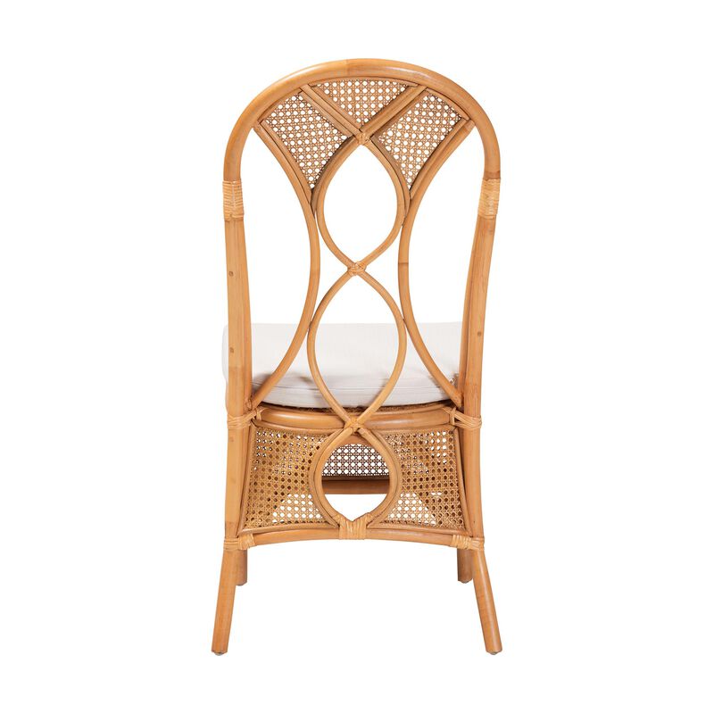 bali & pari Elsa Natural Rattan Dining Chair - Handcrafted Wicker Side Chair with Openwork Back and Woven Detailing, Coastal Boho Seating for Dining Room or Kitchen