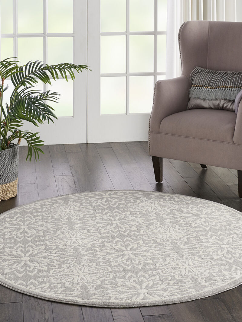 Jubilant JUB06 Ivory/Gray 5'3" x Round Rug