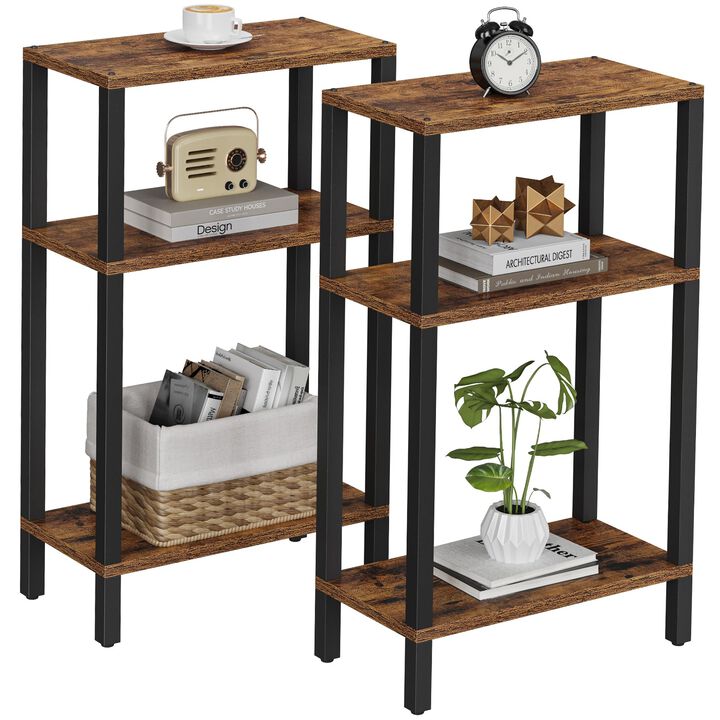 TUTOTAK Small Side Table, Narrow End Table, Skinny Sofa Table, Slim Nightstand, Couch Table, Living Room, Bed Room, Brown TB01BB