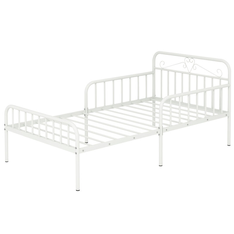 Bed Frame with Headboard and Safety Side Guardrails