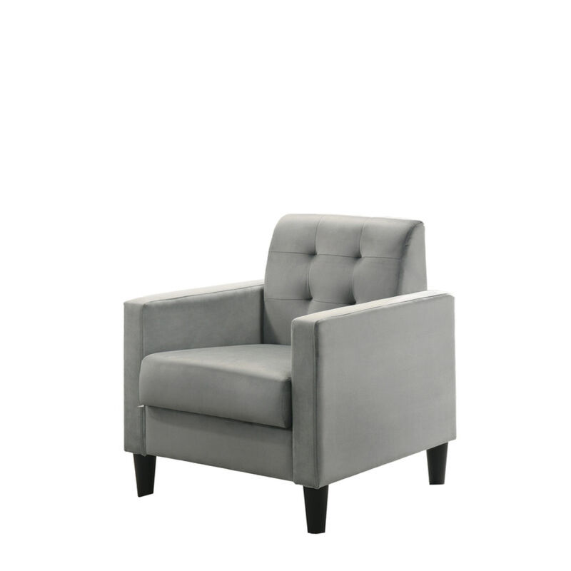 Hale Light Gray Velvet Armchairs and End Table Living Room Set