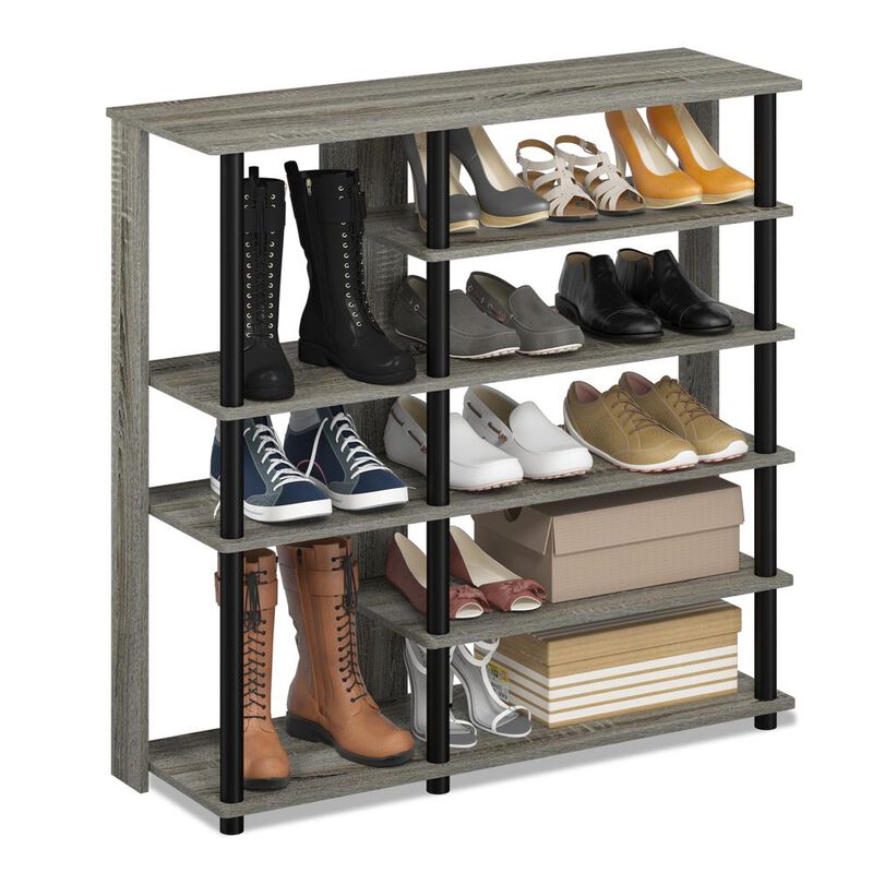 Turn-N-Tube Multi Storage Shoe Rack, French Oak Grey/Black