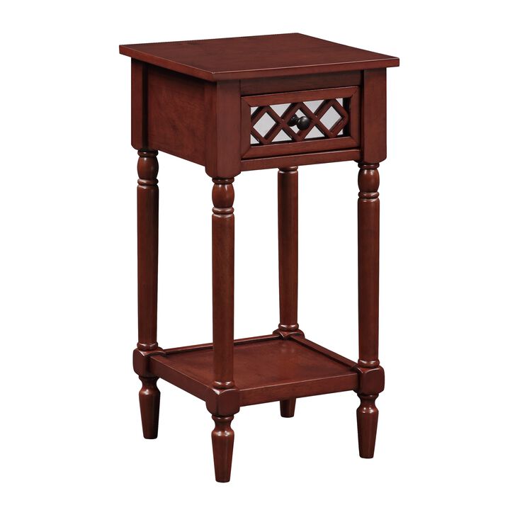 Convenience Concepts French Country Khloe Deluxe 1 Drawer Accent Table with Shelf, Mahogany