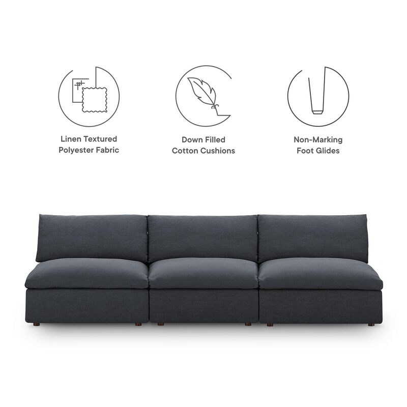Modway Commix Down Filled Overstuffed 3-Piece Armless Sectional Sofa image number 3