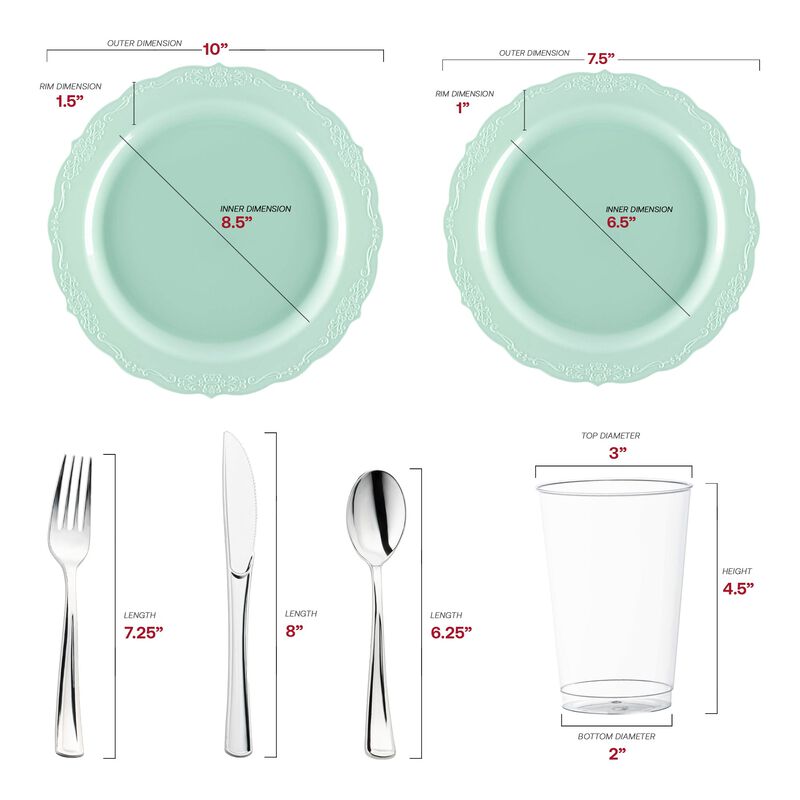 Turquoise Vintage Round Plastic Wedding Value Set (30 Sets) image number 2