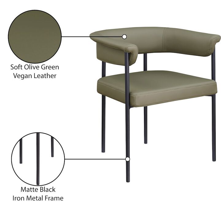 Meridian Furniture Malin Olive Vegan Leather Dining Chair, Set of 2