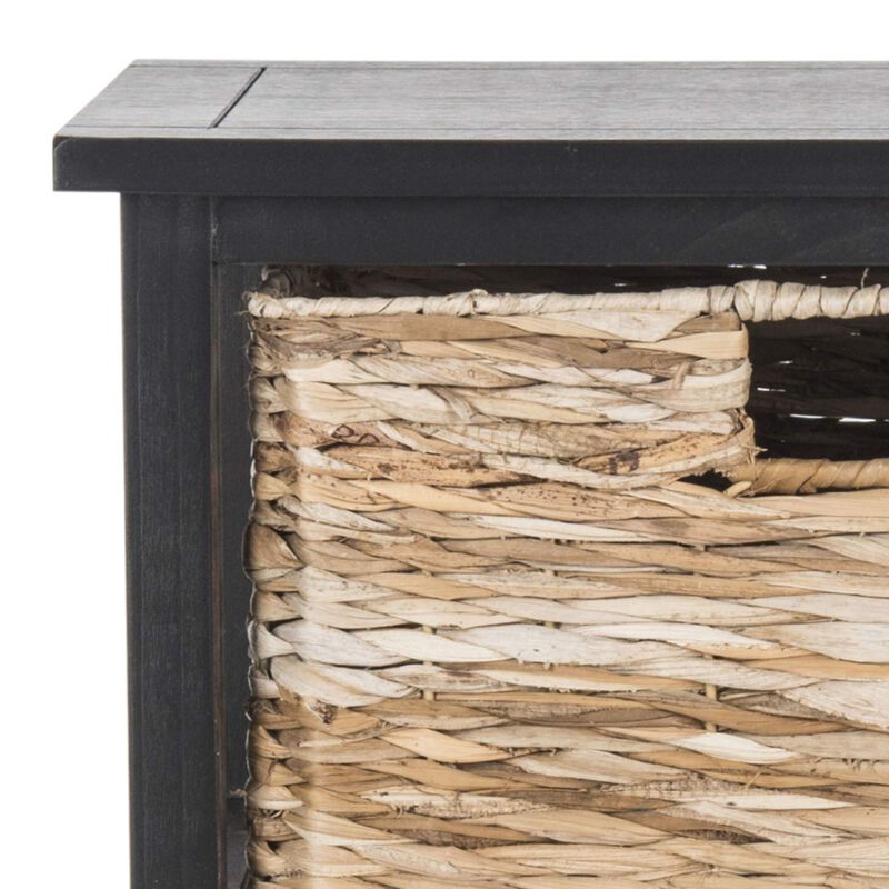 SAFAVIEH American Homes Collection Halle Distressed Black 3 Wicker Basket Storage Side Table